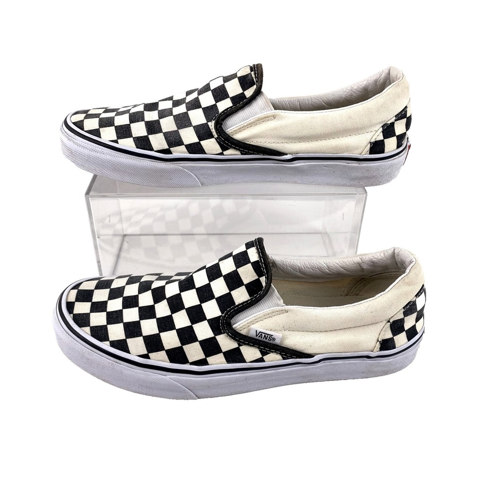 Vans Classic Checkerboard Slip On Tennis Shoes Skater Men 8 Black White
